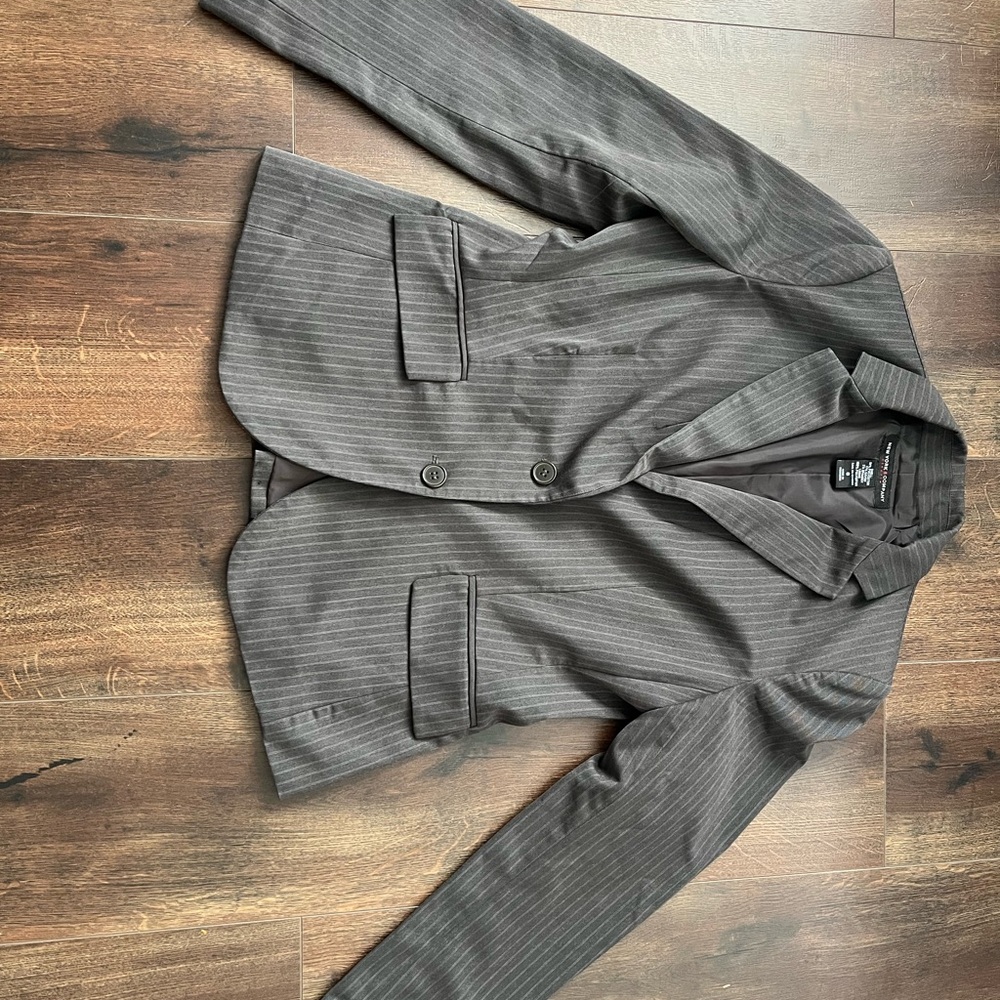 New York & Company Charcoal Pinstripe Jacket